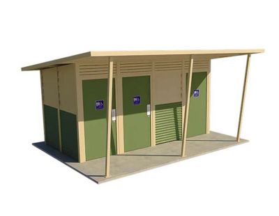 Yarra 3 Standard Toilet Building with Pale Eucalypt and Paperbark colour scheme